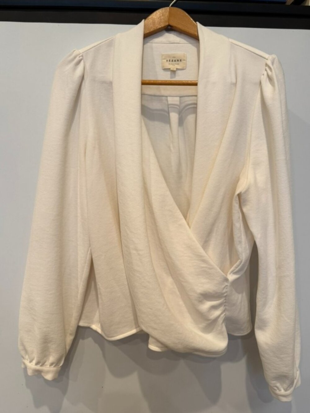 Sézane Abélia ecru wrap blouse
